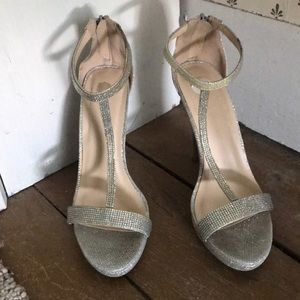 Silver 5 inch heels. Size 9